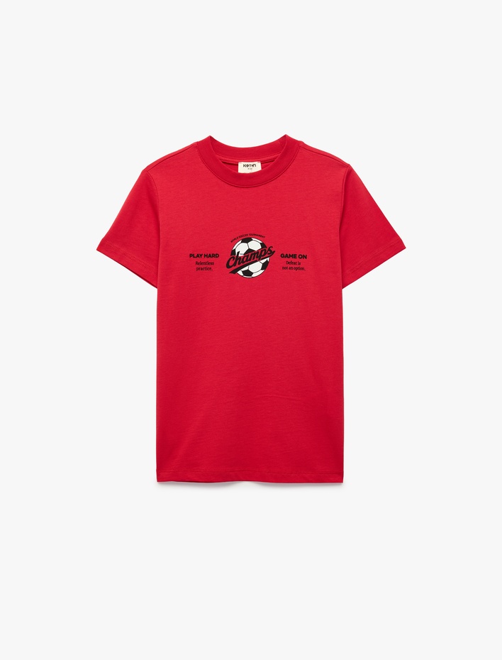 Erkek Çocuk Pamuklu Kısa Kollu Bisiklet Yaka Baskılı Tişört