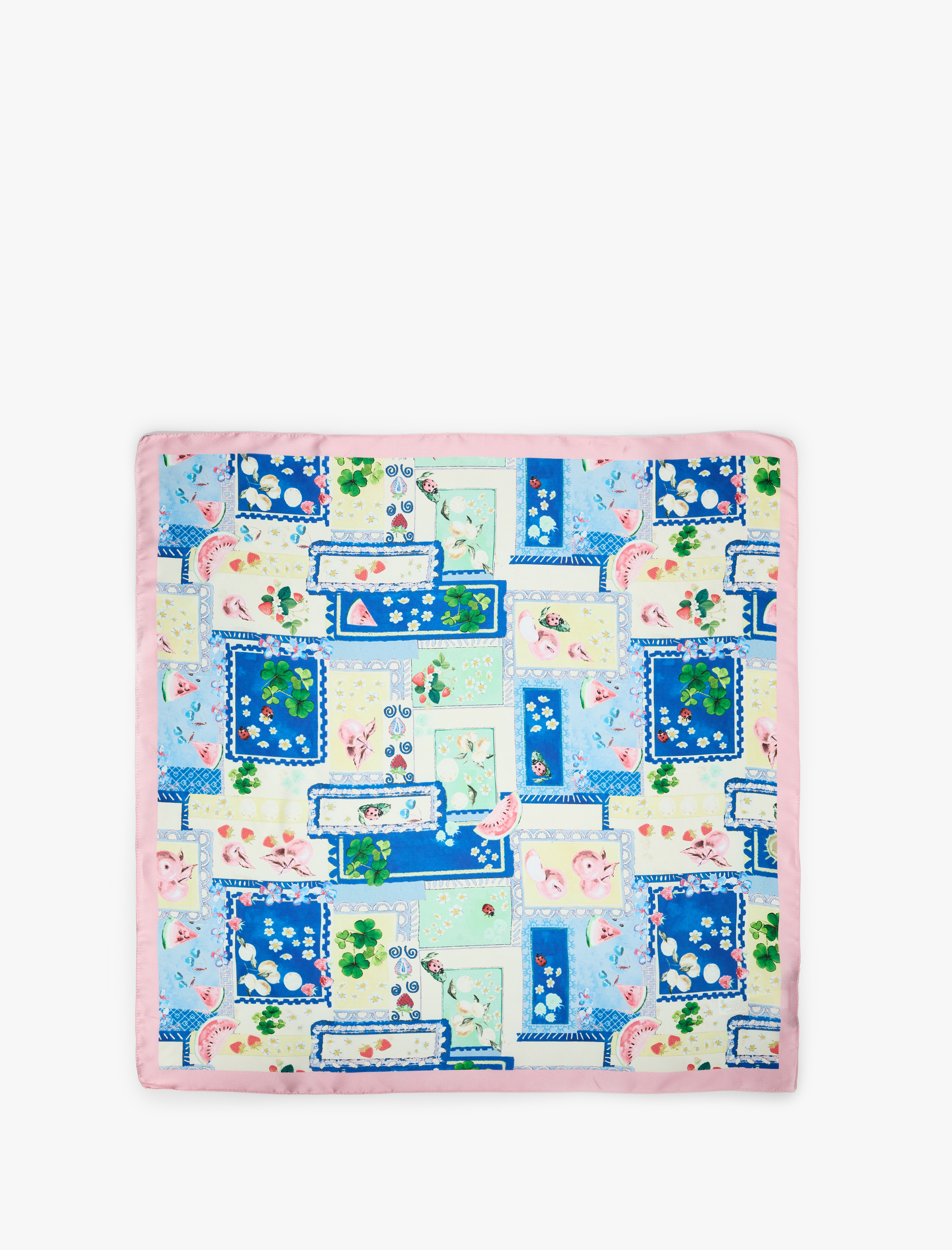  Kadın Çiçek Desenli Saten Kare Fular