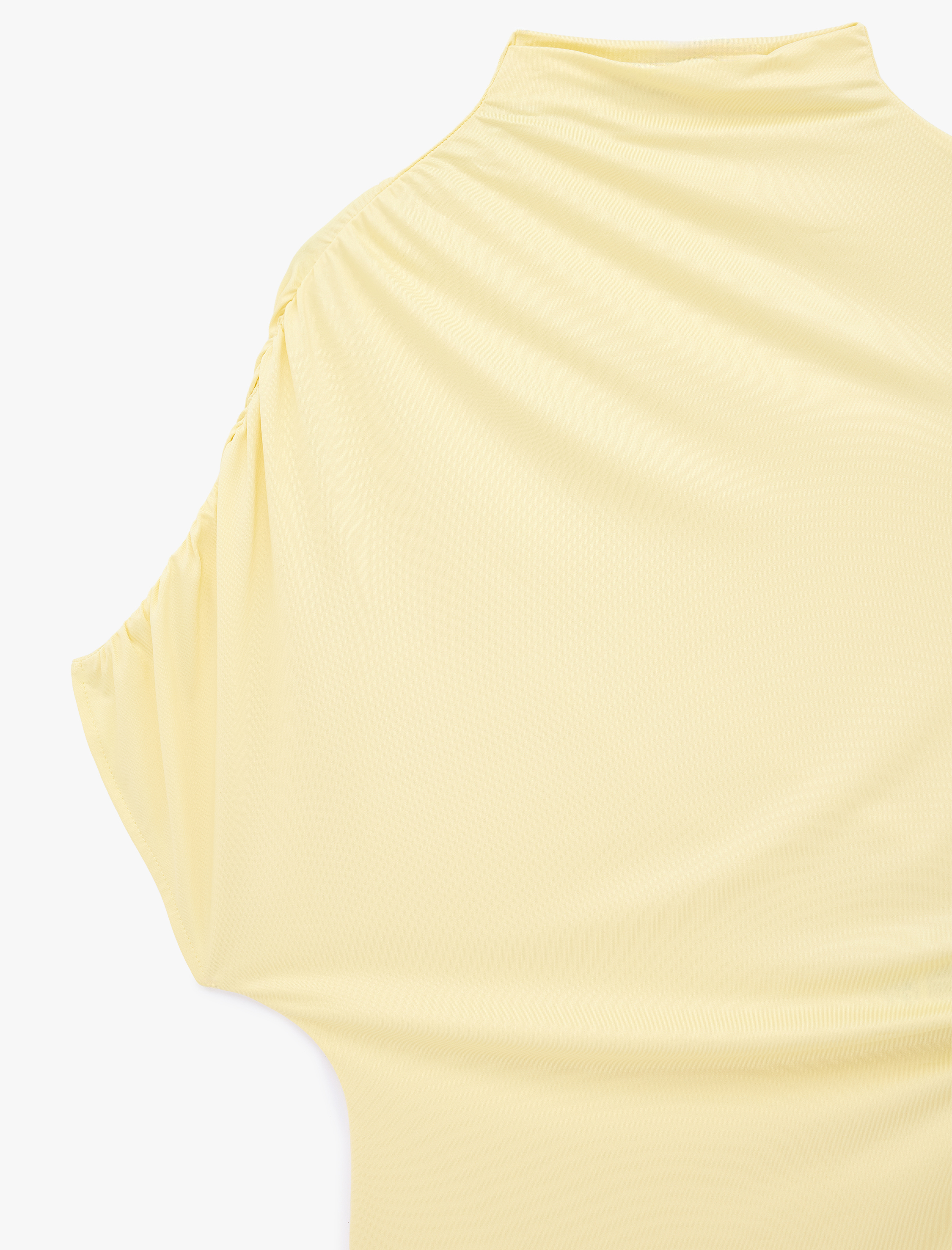   Slim Fit Asimetrik Kesim Drapeli Dik Yaka Bluz