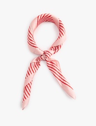 Çizgili Kare Saten Fular