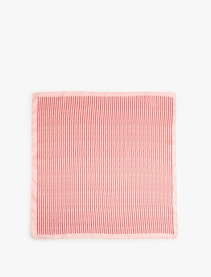 Kadın Çizgili Kare Saten Fular