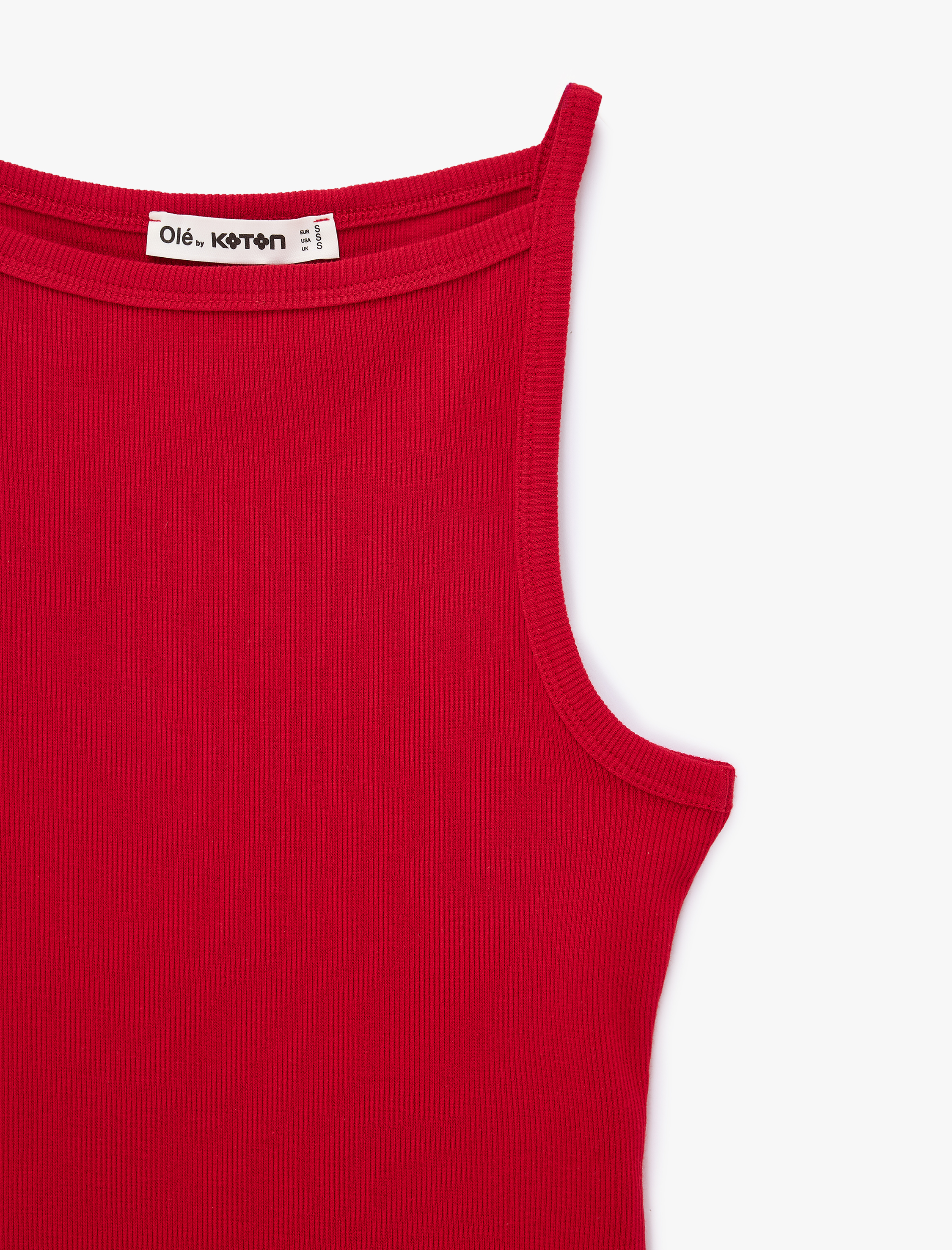   Slim Fit Pamuklu Kolsuz Kayık Yaka Bluz