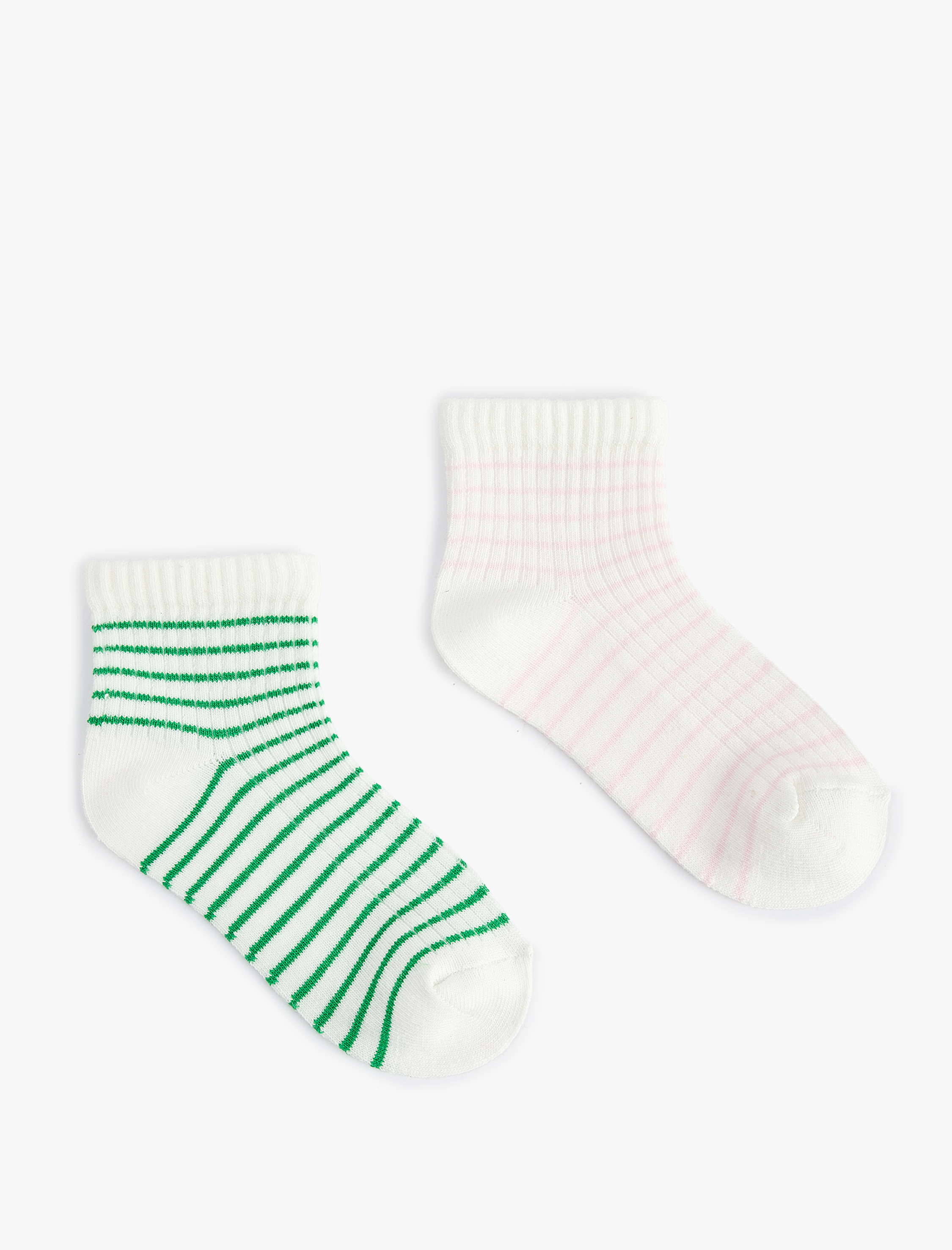  Kız Çocuk Pamuklu 2'li Çizgili  Çorap Seti