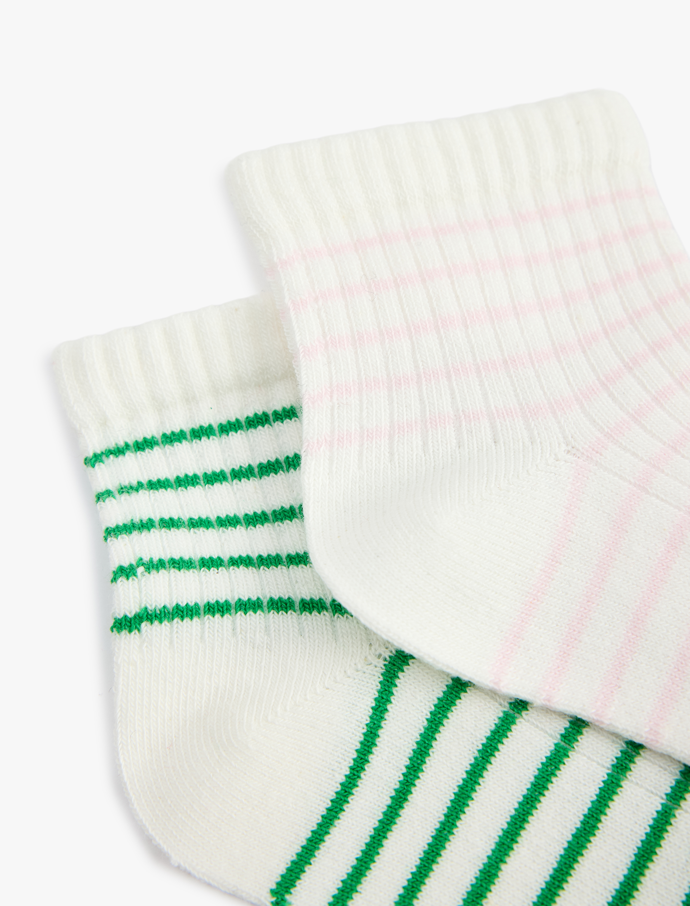  Kız Çocuk Pamuklu 2'li Çizgili  Çorap Seti