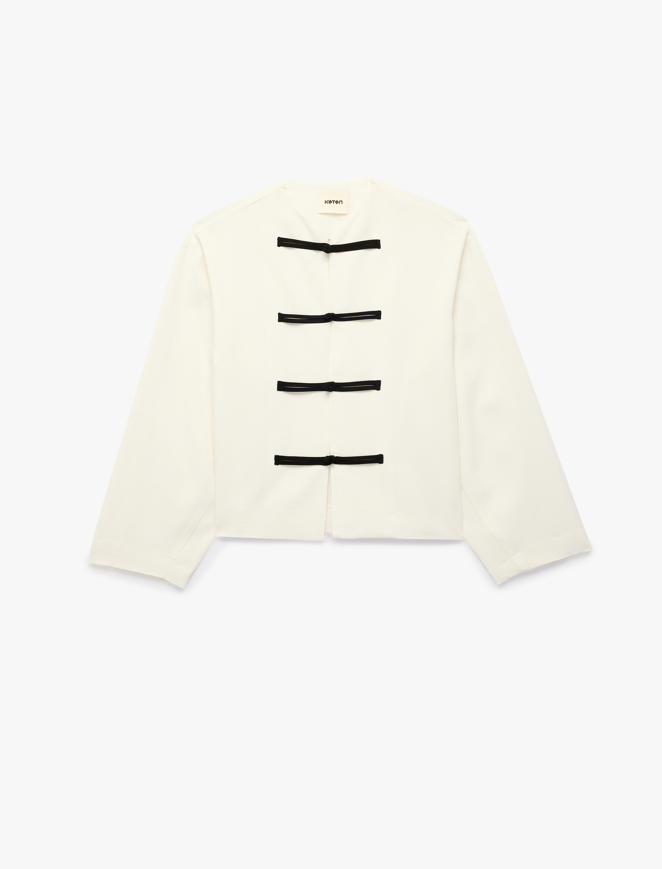   Uzun Kollu Bisiklet Yaka Düğmeli Military Ceket