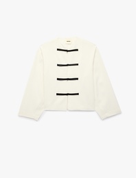 Uzun Kollu Bisiklet Yaka Düğmeli Military Ceket