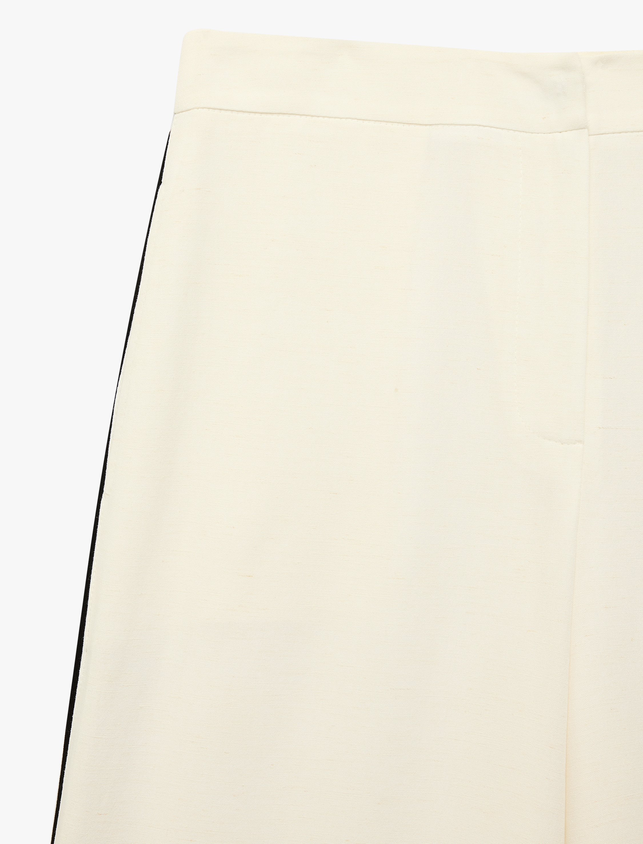   Yüksek Bel Cepli Biyeli Keten Karışımlı Geniş Paça Pantolon