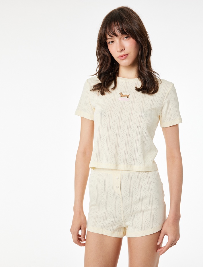  Kısa Kollu Pamuklu Şortlu Pijama Takımı