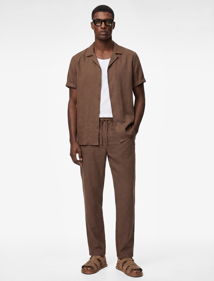  Regular Fit Cepli Beli Bağcıklı Düğmeli Modal Pantolon