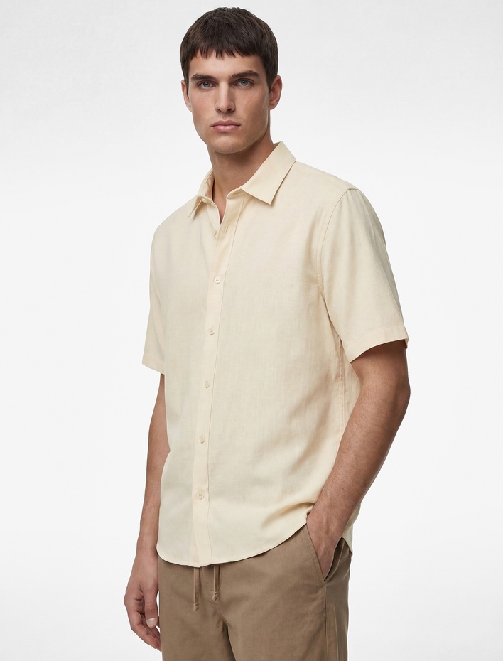  Regular Fit Klasik Yaka Pamuklu Kısa Kollu Gömlek