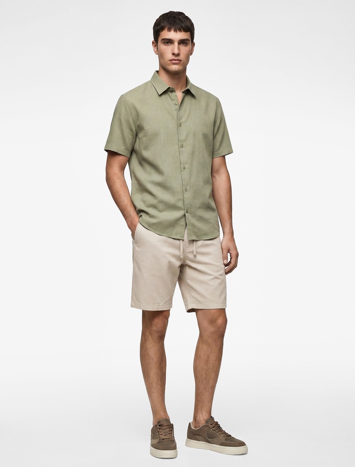  Regular Fit Klasik Yaka Pamuklu Kısa Kollu Gömlek