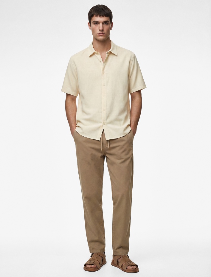  Regular Fit Klasik Yaka Pamuklu Kısa Kollu Gömlek