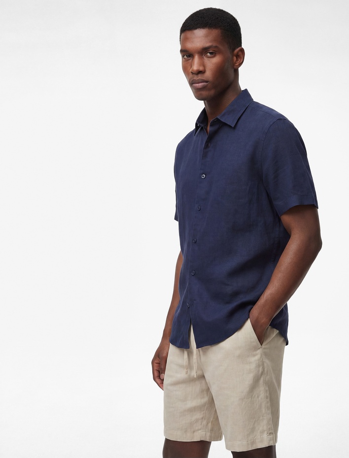  Regular Fit Klasik Yaka Pamuklu Kısa Kollu Gömlek