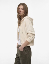 Modal Kumaş Uzun Kollu Cepli Kapüşonlu Sweatshirt