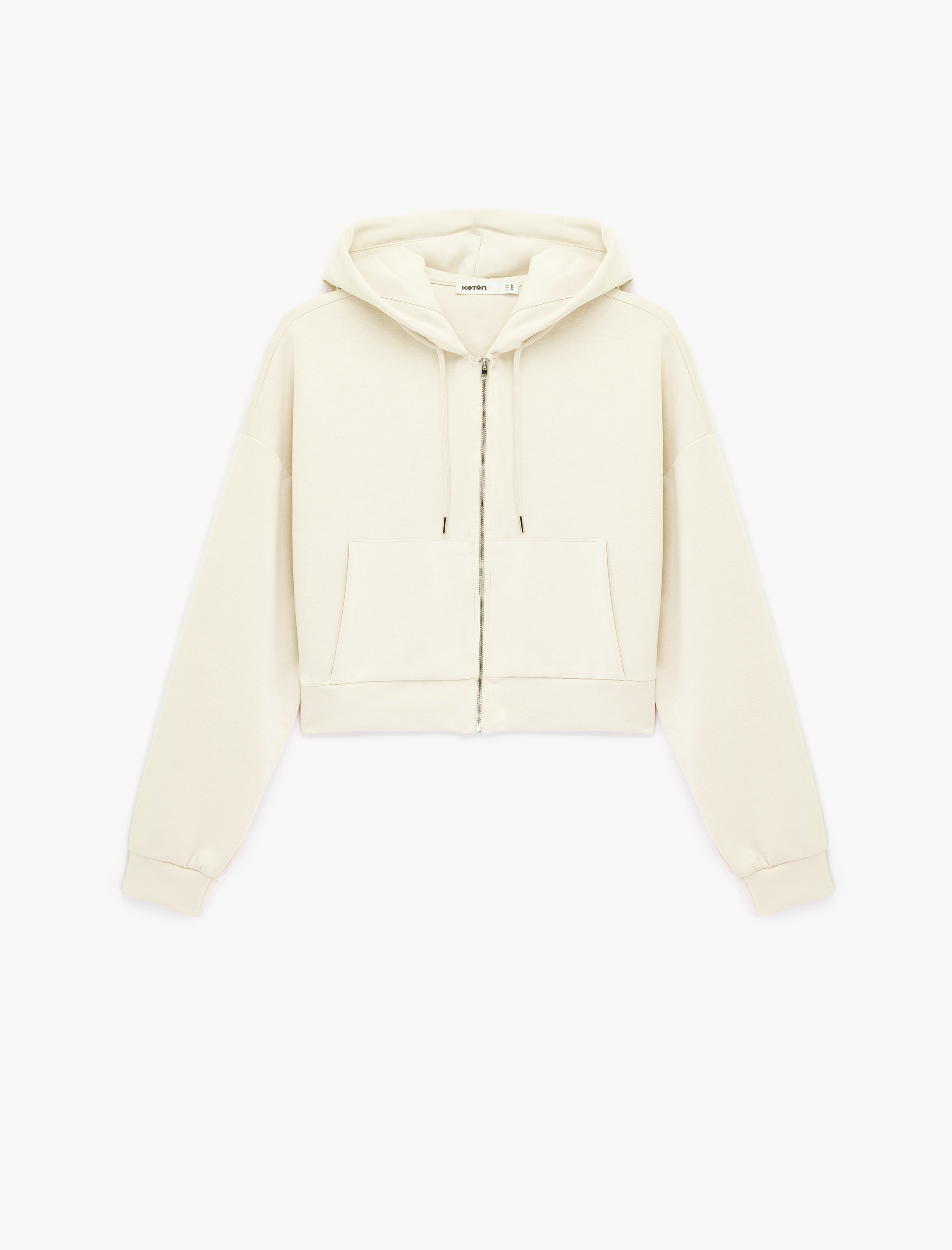   Modal Kumaş Uzun Kollu Cepli Kapüşonlu Sweatshirt