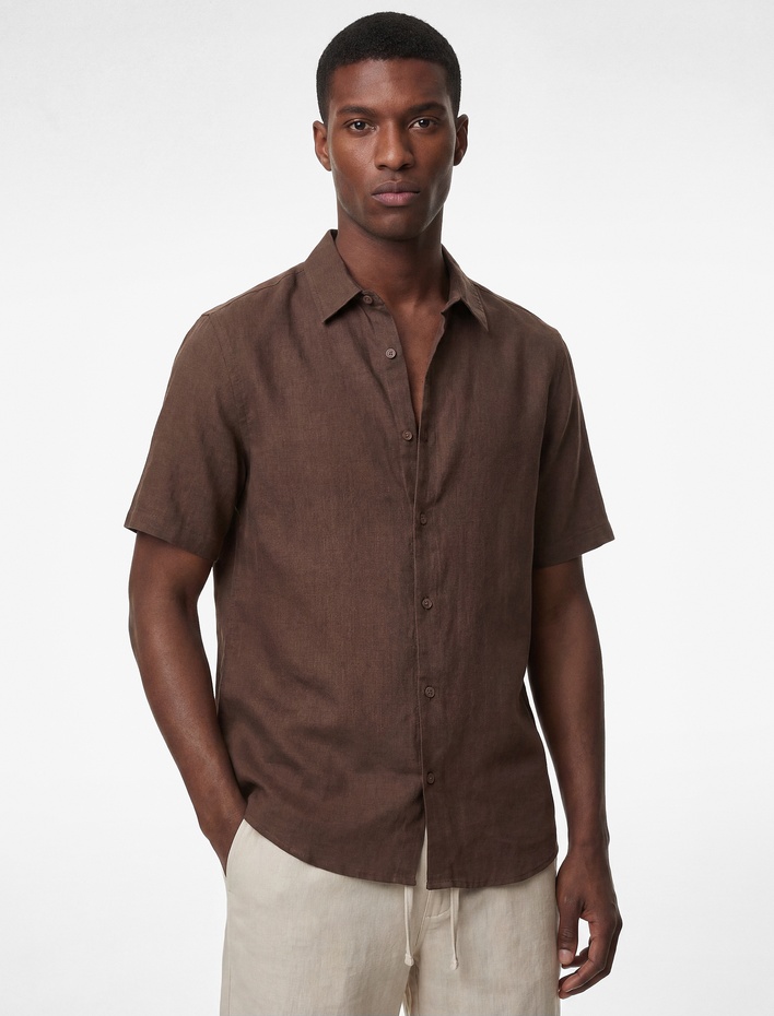  Regular Fit Klasik Yaka Pamuklu Kısa Kollu Gömlek