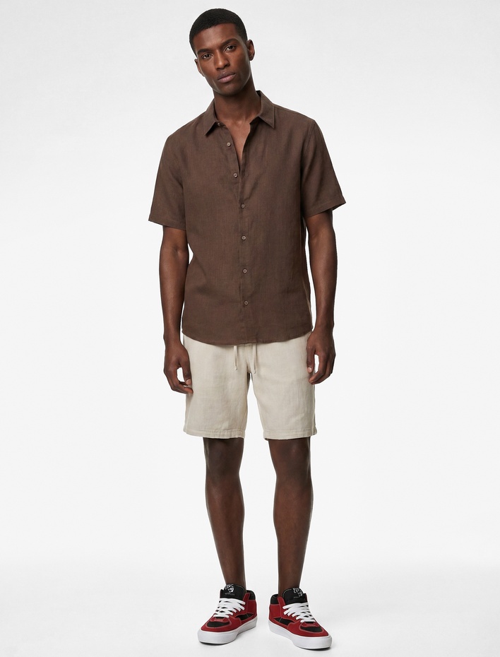  Regular Fit Klasik Yaka Pamuklu Kısa Kollu Gömlek