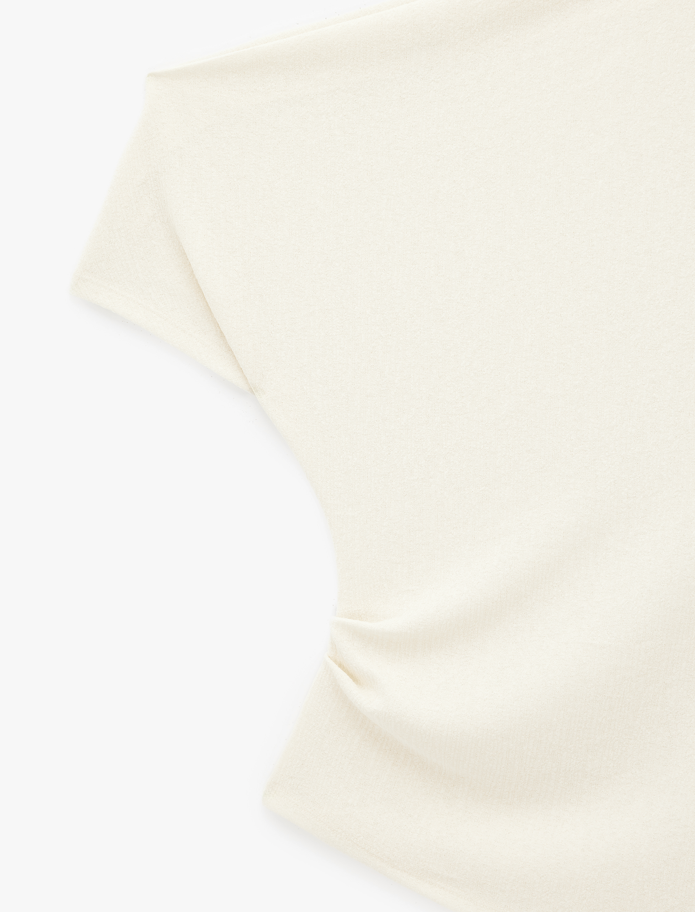   Krep Kumaş Slim Fit Açık Omuz Asimetrik Yaka Kısa Kollu Bluz