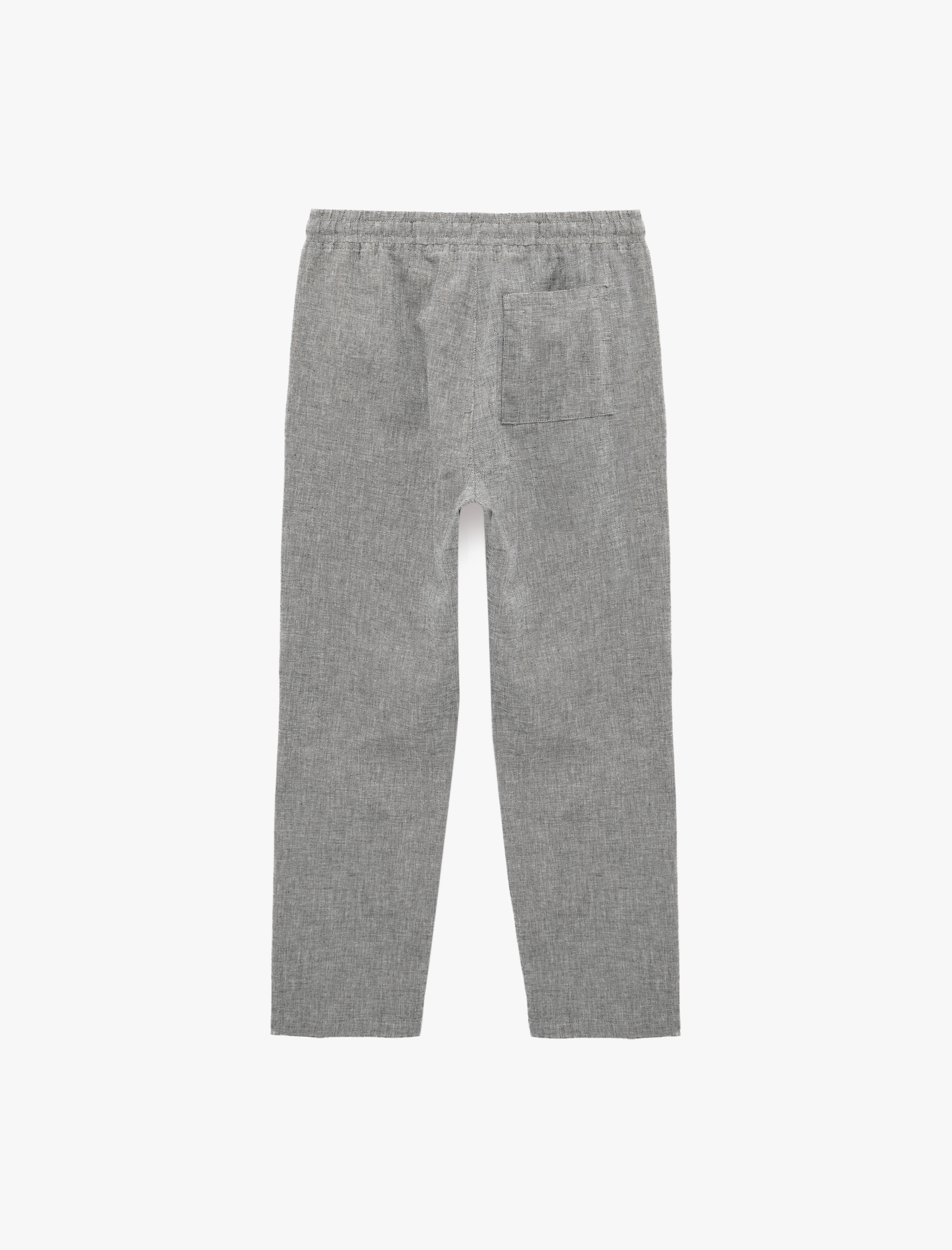   Regular Fit Cepli Pamuk Keten Karışımlı Beli Bağcıklı Pantolon