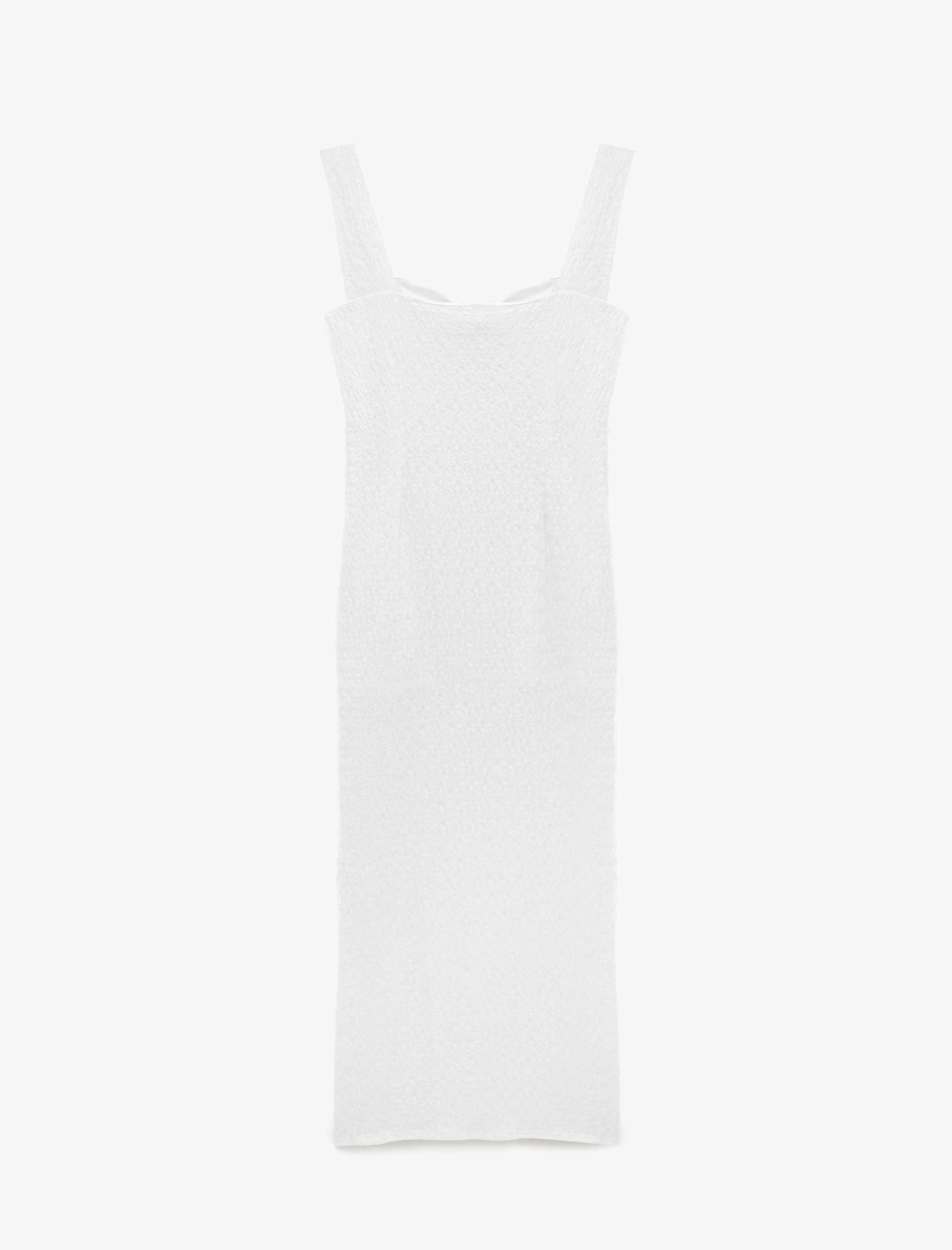   Bürümcük Kumaş Kalp Yaka Kolsuz Uzun Bodycon Elbise