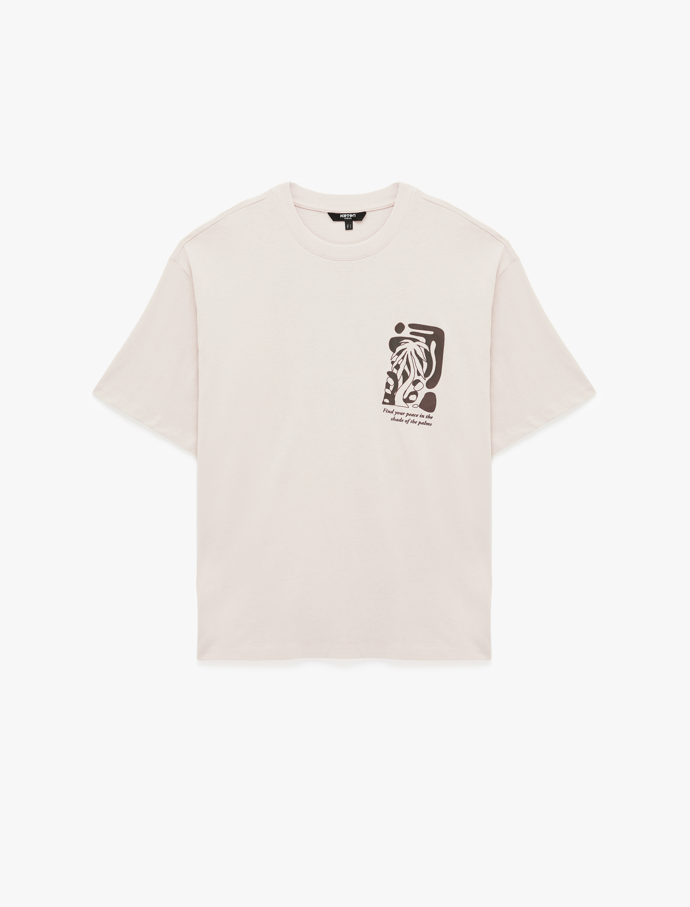   Kısa Kollu Bisiklet Yaka Pamuklu Oversize Arkası Baskılı Tişört