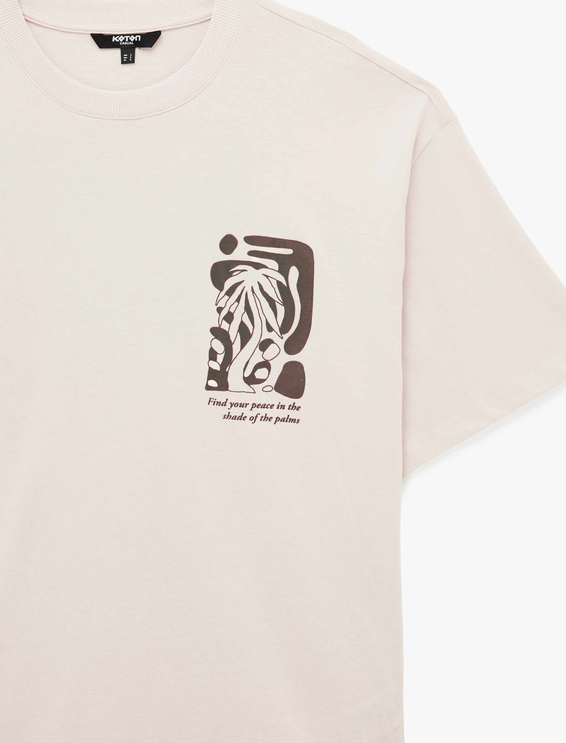   Kısa Kollu Bisiklet Yaka Pamuklu Oversize Arkası Baskılı Tişört