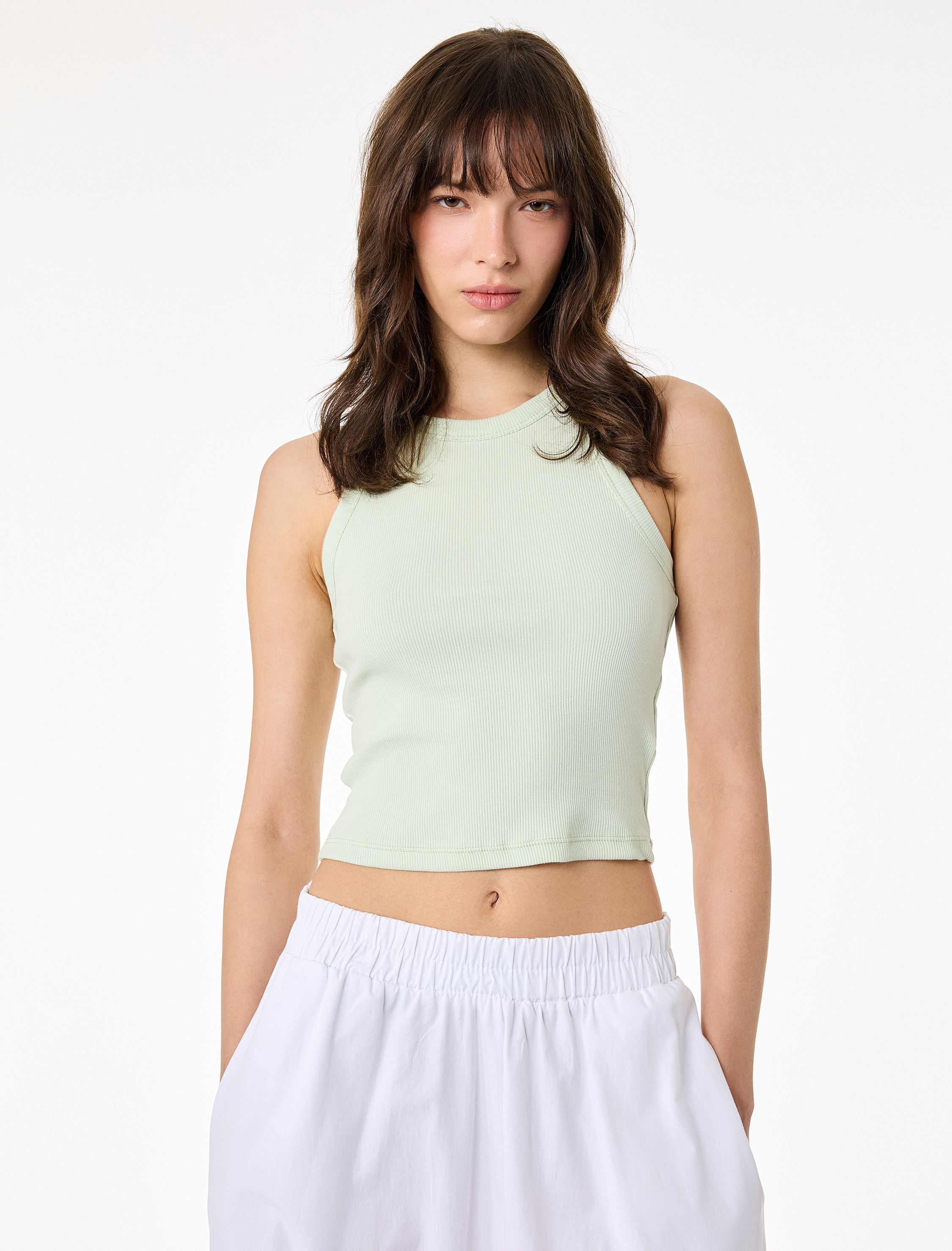   Slim Fit Kolsuz Halter Yaka Bluz