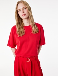 Pamuklu Regular Fit Kısa Kollu Bisiklet Yaka Basic Tişört