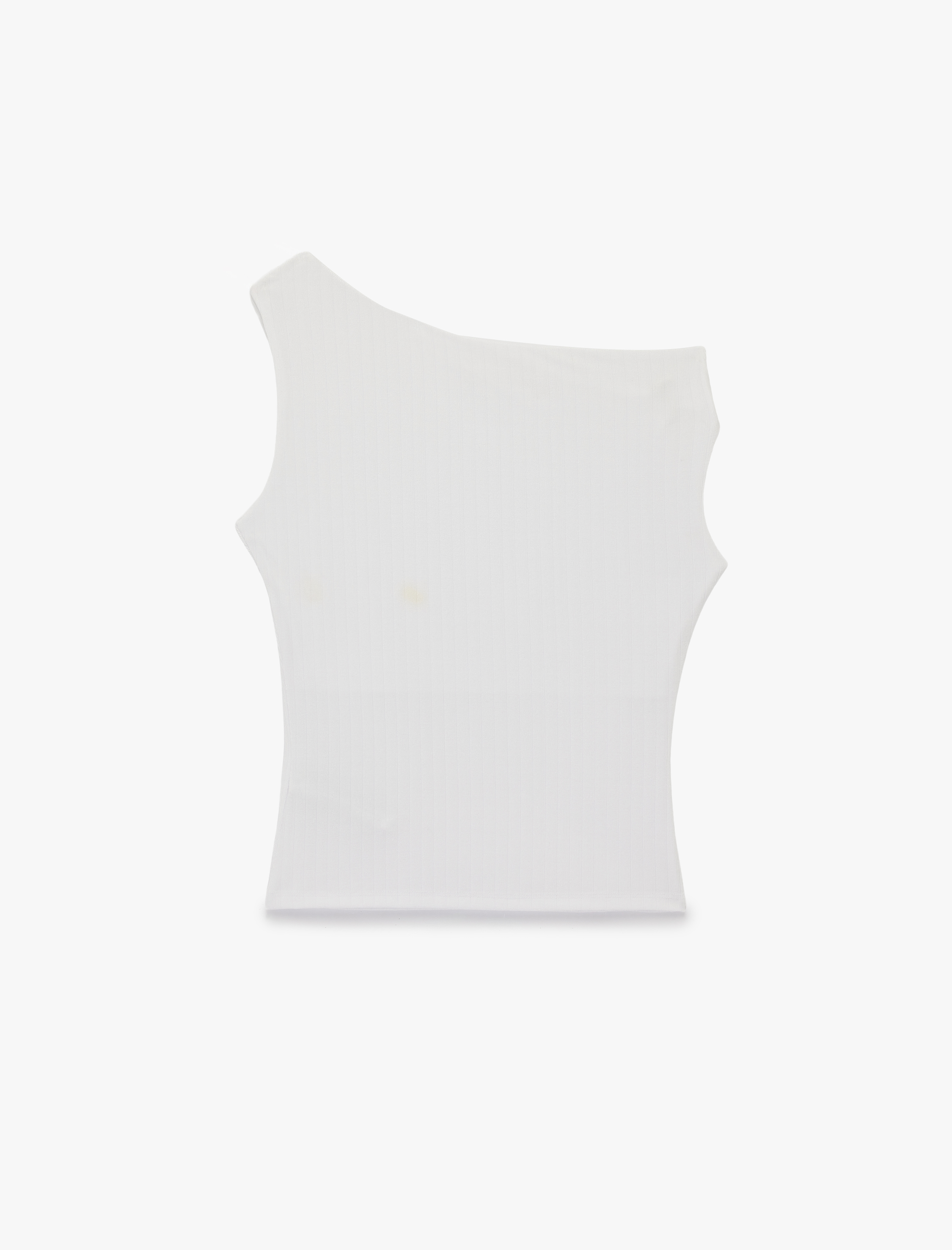   Regular Fit Asimetrik Yaka Metal Aksesuarlı Kolsuz Bluz
