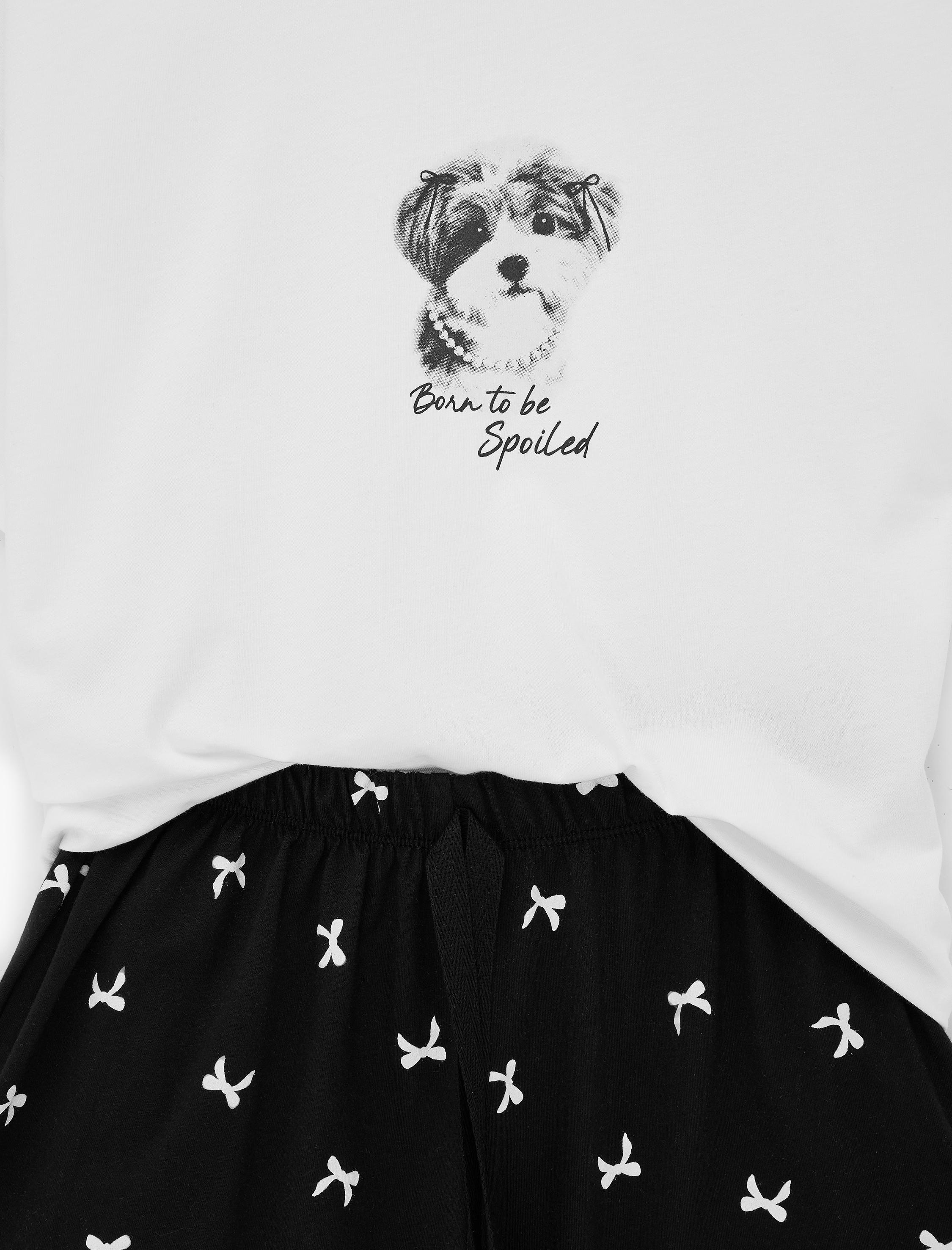   Pamuklu Baskılı Kısa Kollu Tişört ve Şortlu Pijama Takımı