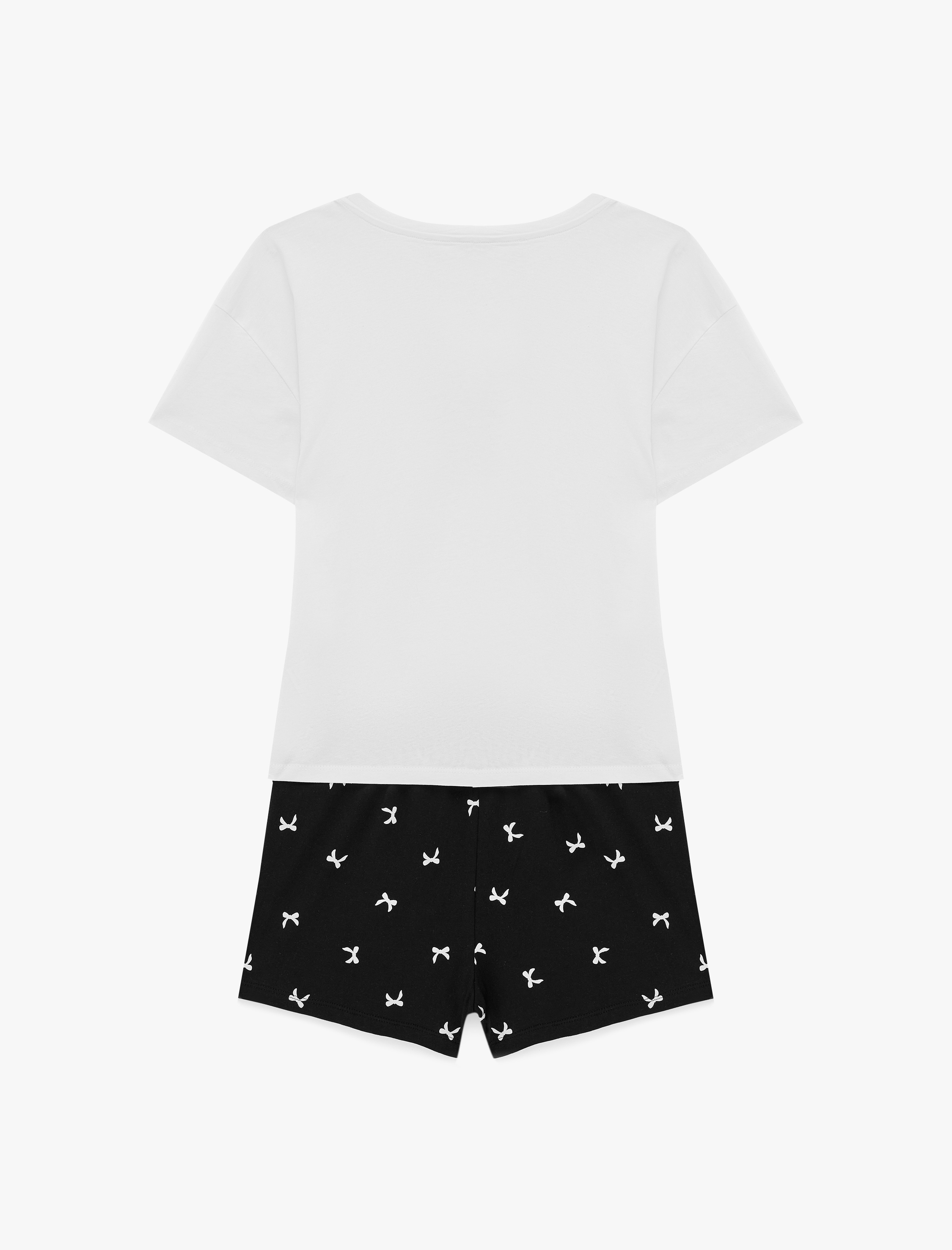   Pamuklu Baskılı Kısa Kollu Tişört ve Şortlu Pijama Takımı