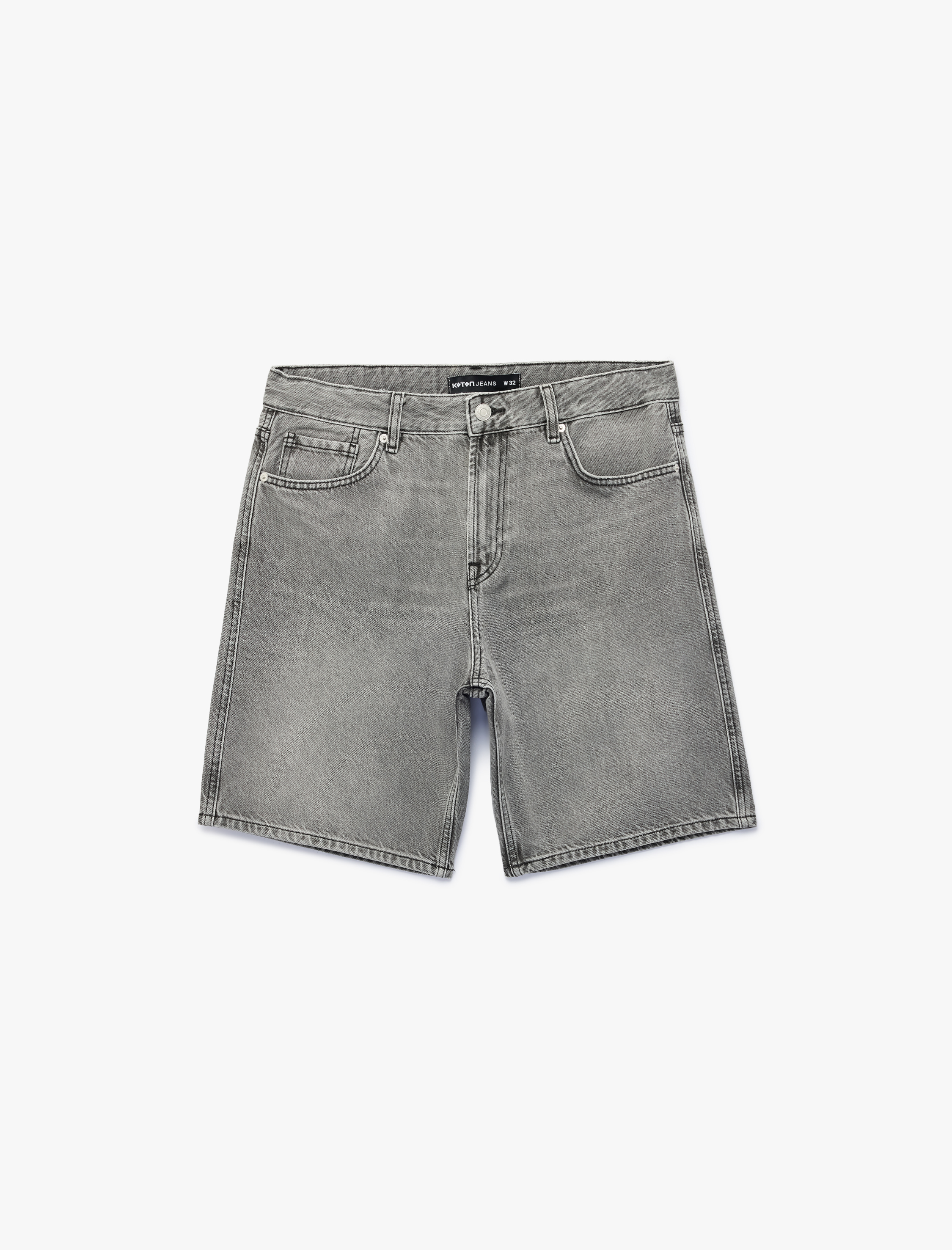   Pamuklu Straight Fit Cepli Bermuda Jean Şort