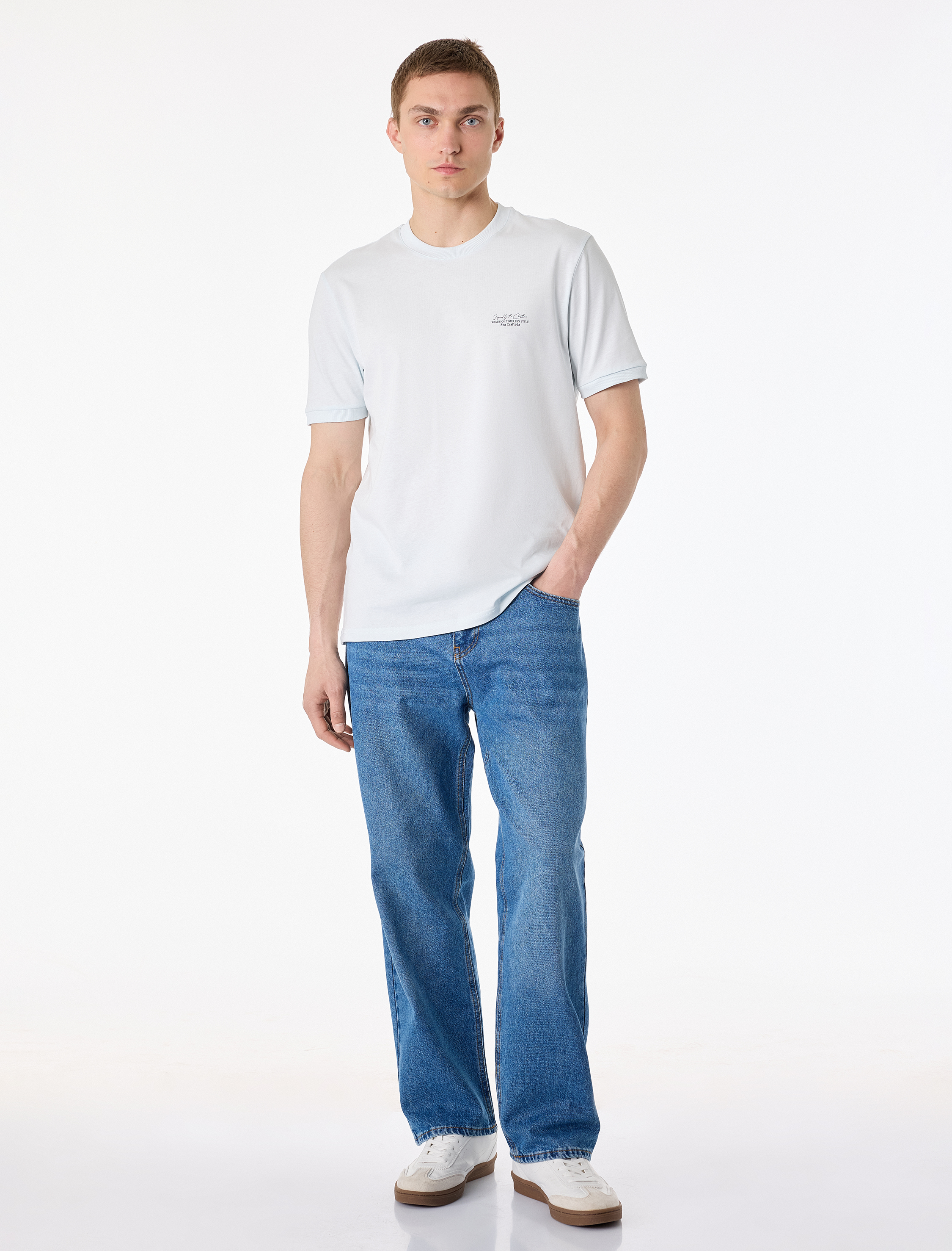   Pamuklu Regular Fit Kısa Kollu Baskılı Bisiklet Yaka Tişört