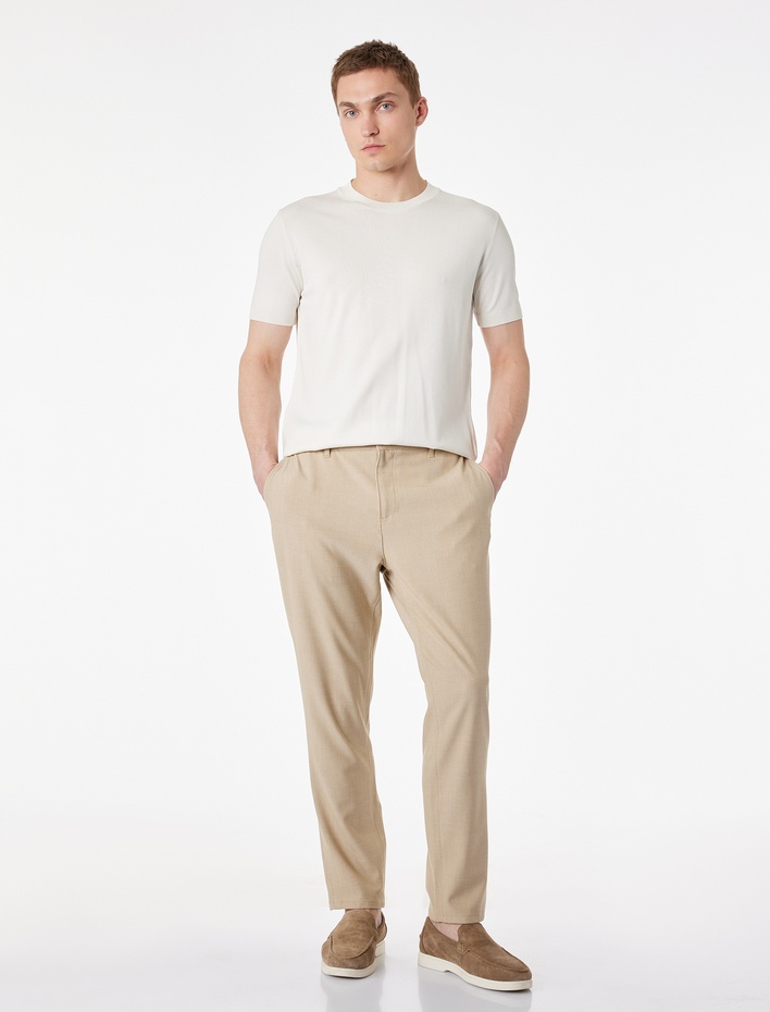  Viskon Karışımlı Cepli Slim Fit Kumaş Pantolon