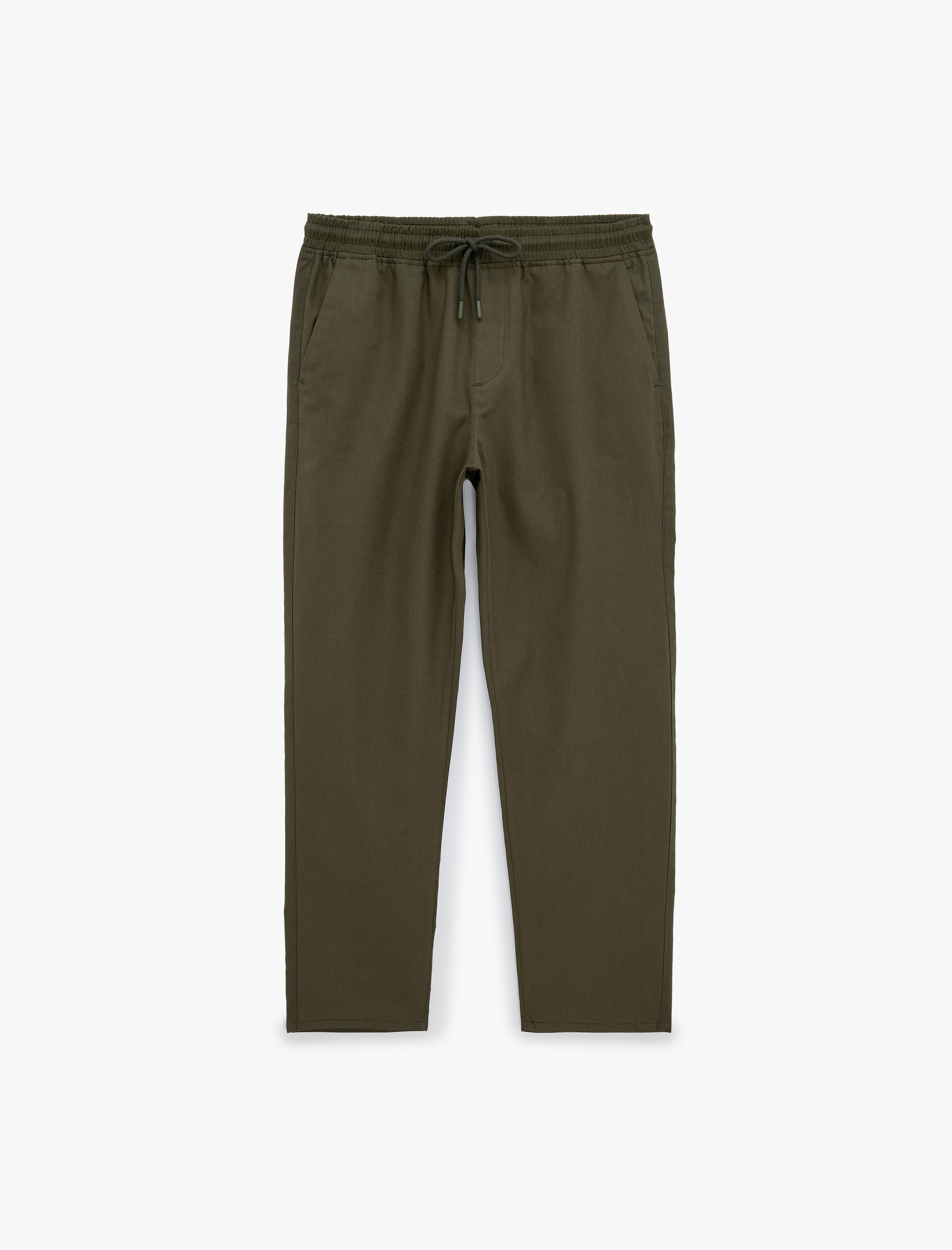   Keten Pamuk Karışımlı Cepli Beli Bağcıklı Pantolon