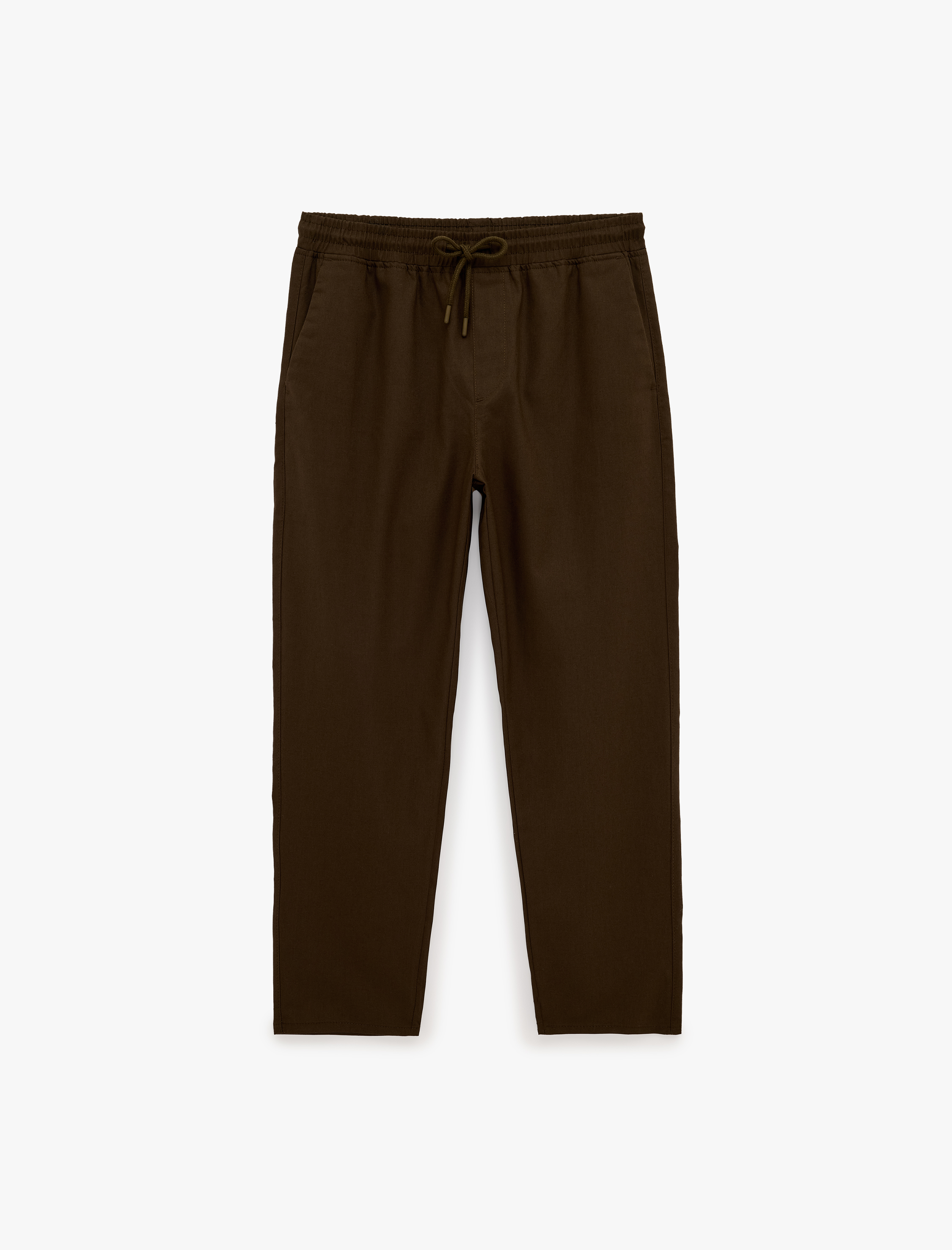   Keten Pamuk Karışımlı Cepli Beli Bağcıklı Pantolon