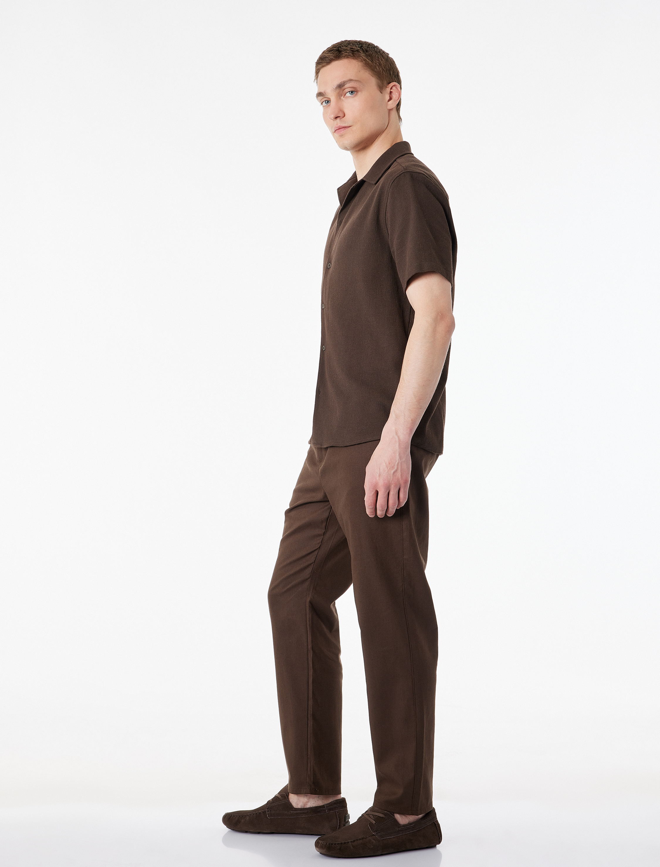   Keten Pamuk Karışımlı Cepli Beli Bağcıklı Pantolon