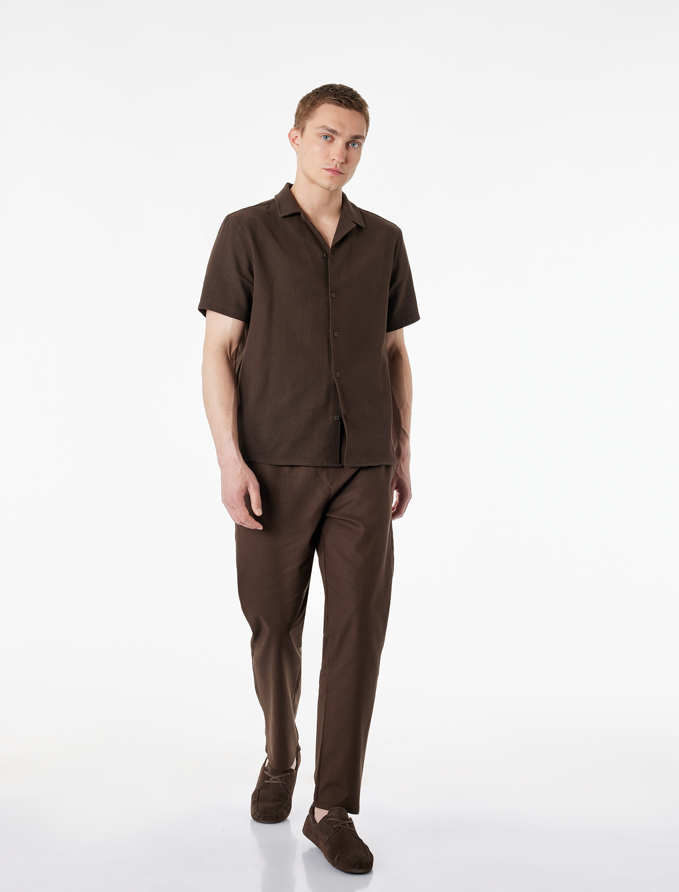   Keten Pamuk Karışımlı Cepli Beli Bağcıklı Pantolon