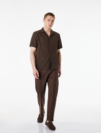 Keten Pamuk Karışımlı Cepli Beli Bağcıklı Pantolon