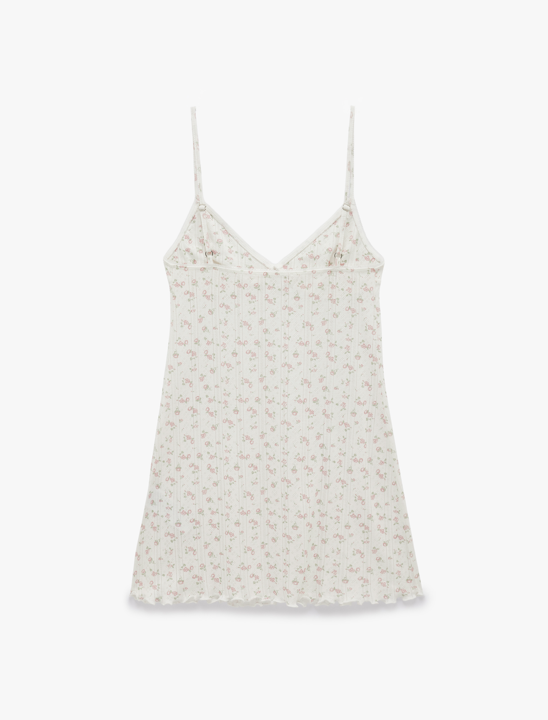   Pamuklu Çiçek Desenli İnce Askılı Mini Gecelik