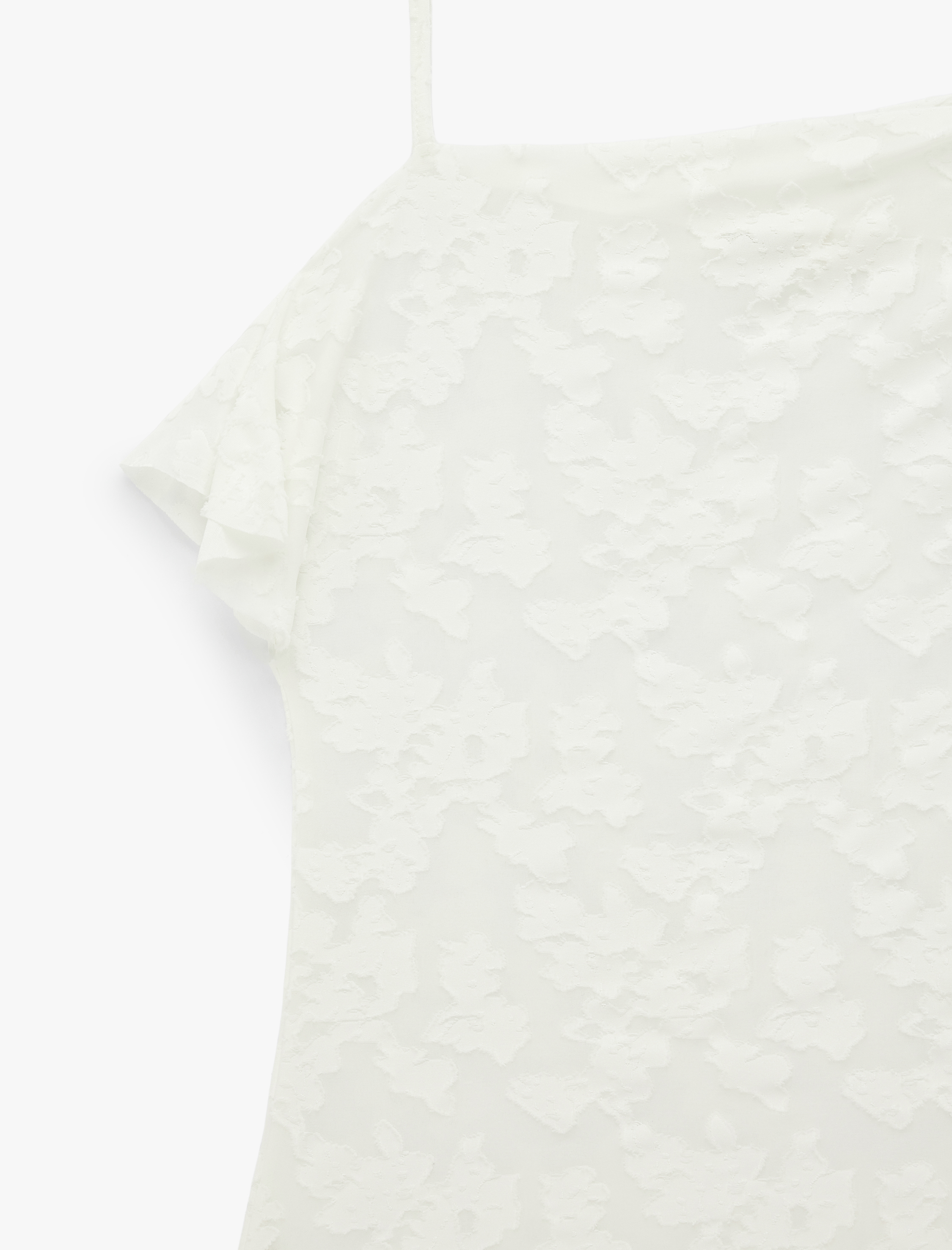   Asimetrik Yaka Kolsuz Dantelli Bluz