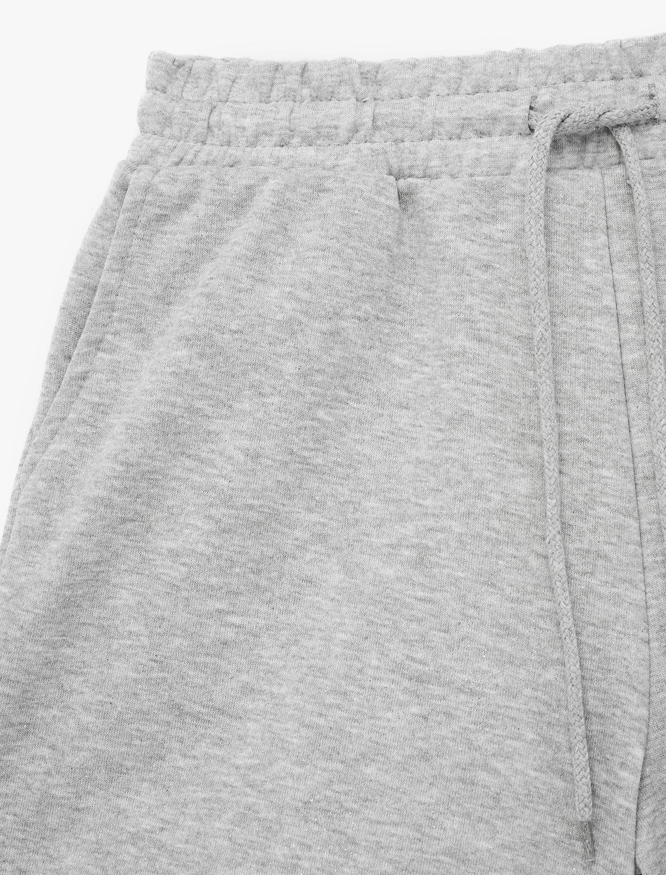   Slim Fit Beli Bağcıklı Cepli Simli Mini Şort