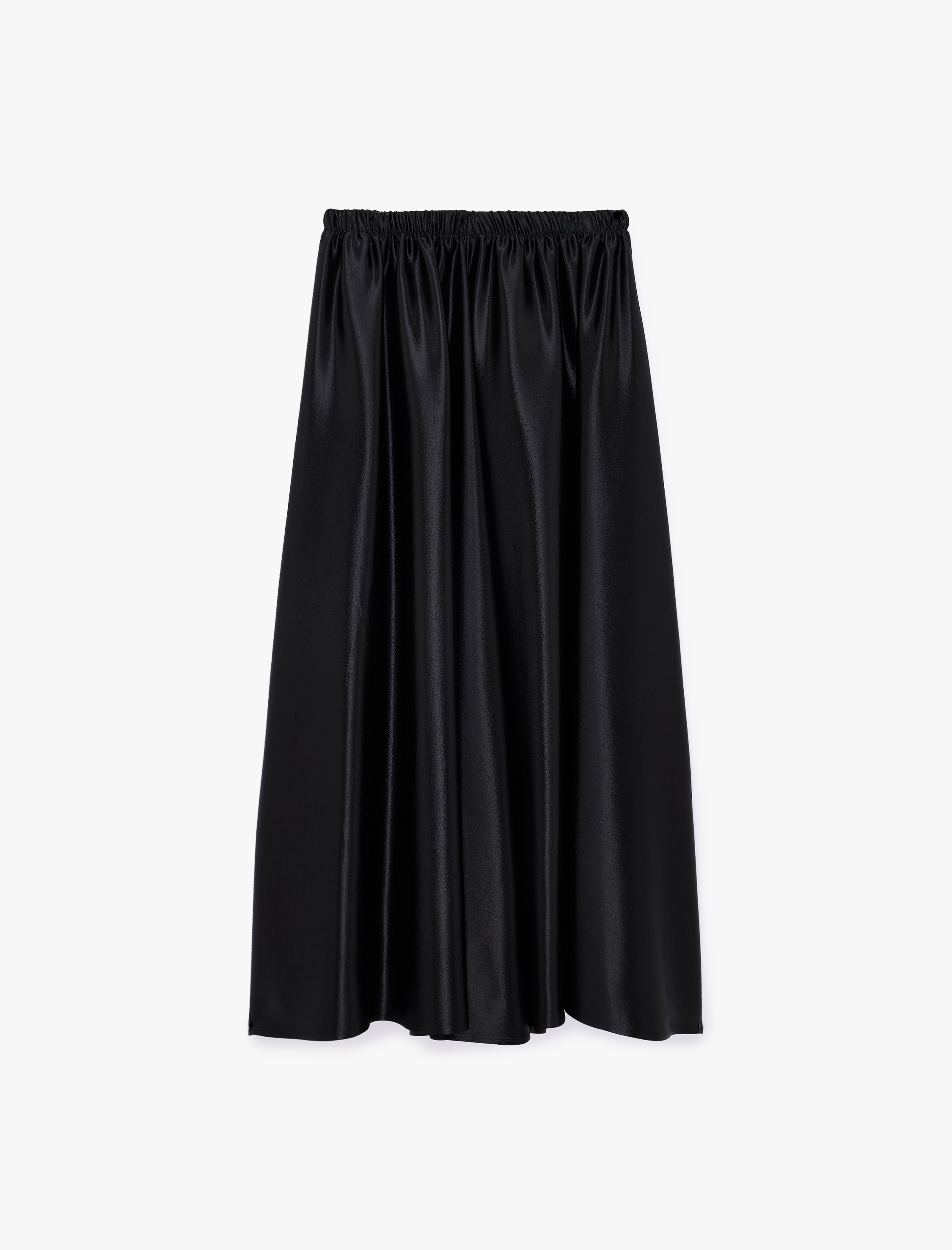   Viskon Beli Lastikli Midi Saten Kloş Etek