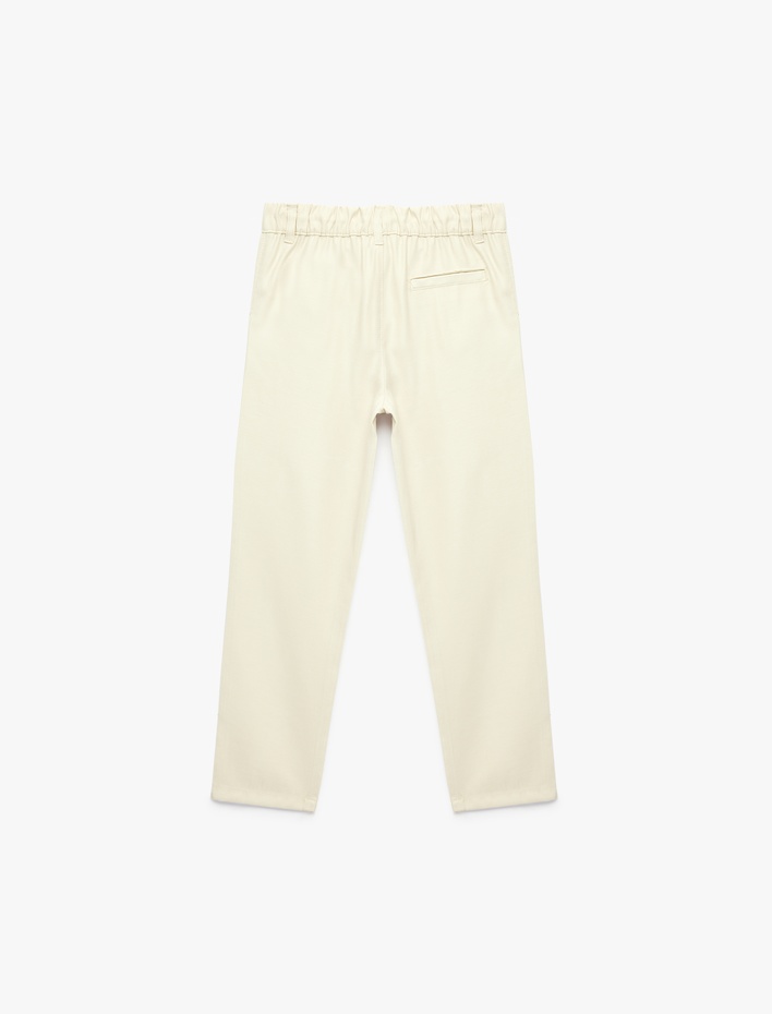Erkek Çocuk Beli Lastikli Düğmeli Viskon Basic Pantolon