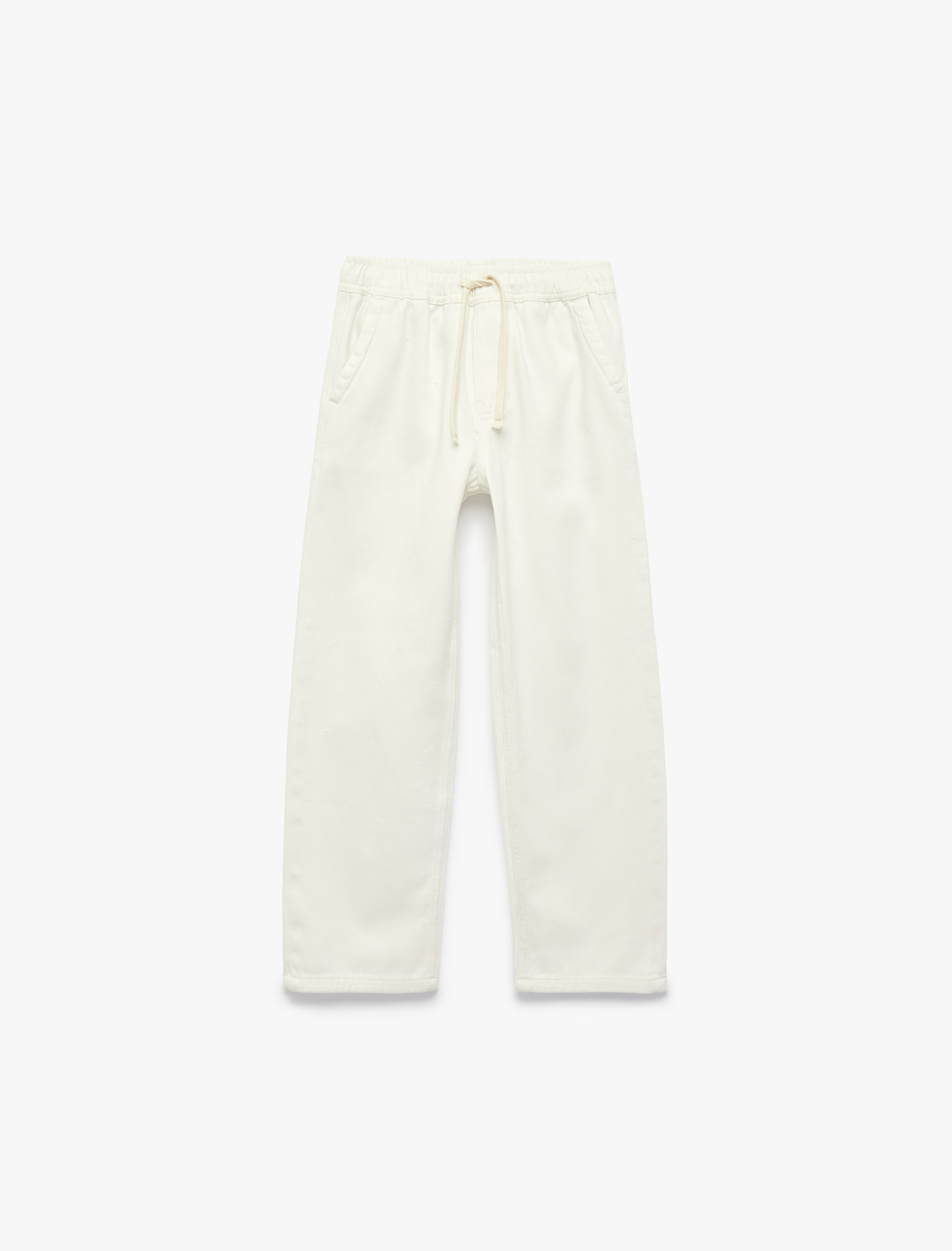  Erkek Çocuk Pamuklu Beli Bağcıklı Cepli Rahat Kesim Denim Pantolon