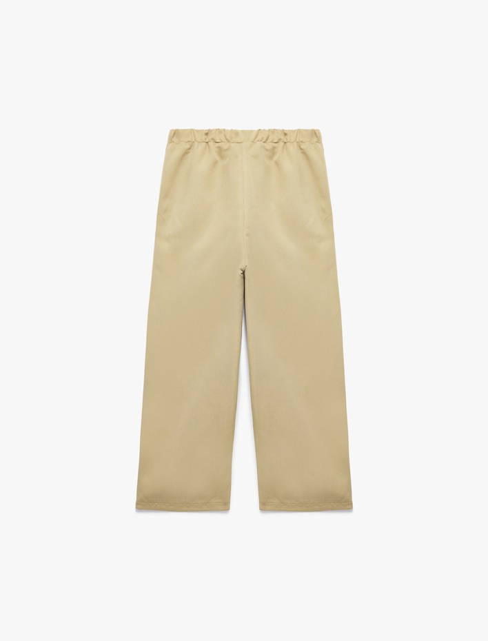 Kız Çocuk Düğmeli Modal Karışımlı Geniş Paça Pantolon