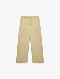 Düğmeli Modal Karışımlı Geniş Paça Pantolon