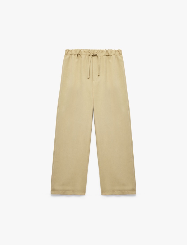 Kız Çocuk Düğmeli Modal Karışımlı Geniş Paça Pantolon