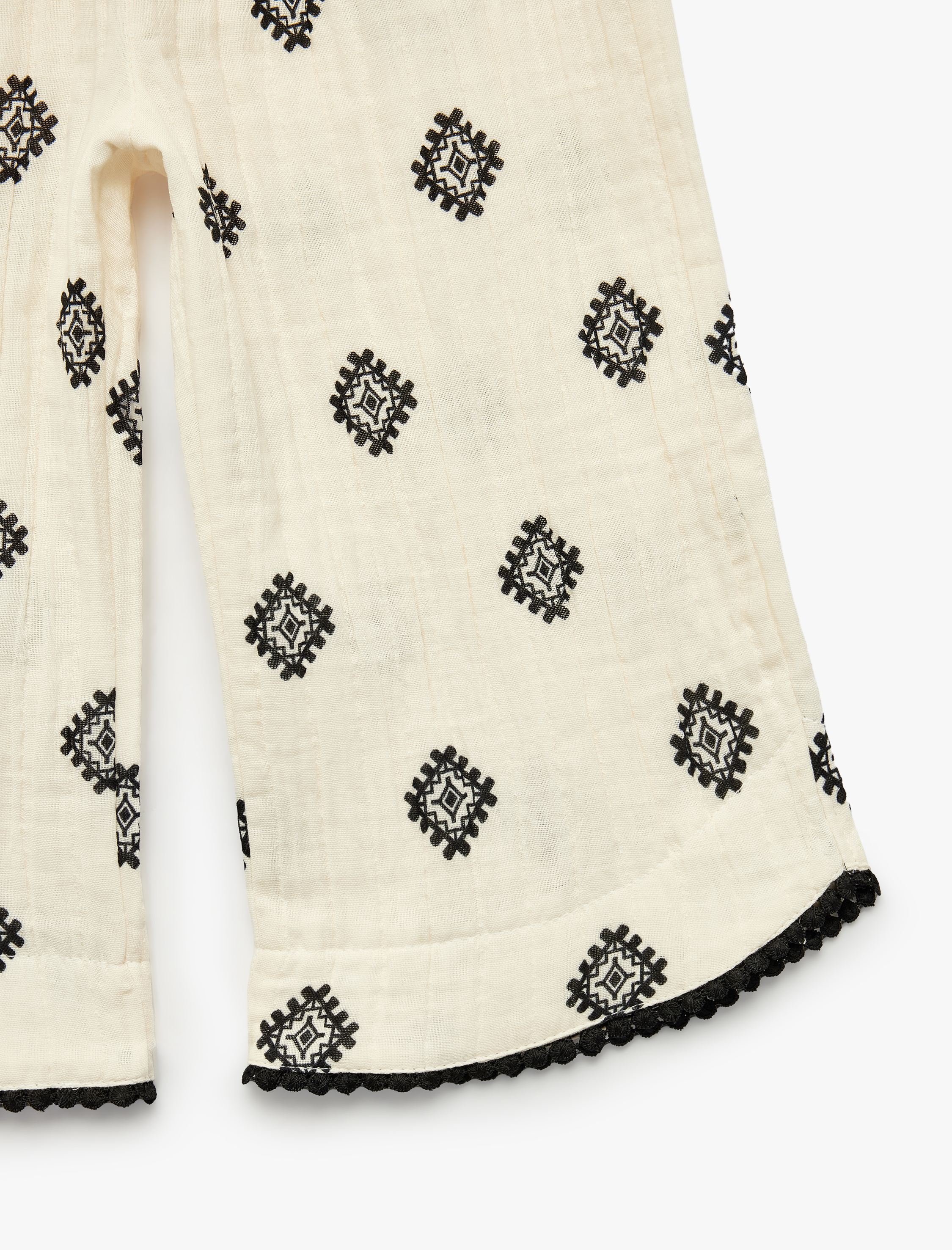  Kız Bebek Pamuklu Desenli Geniş Paça Müslin Pantolon