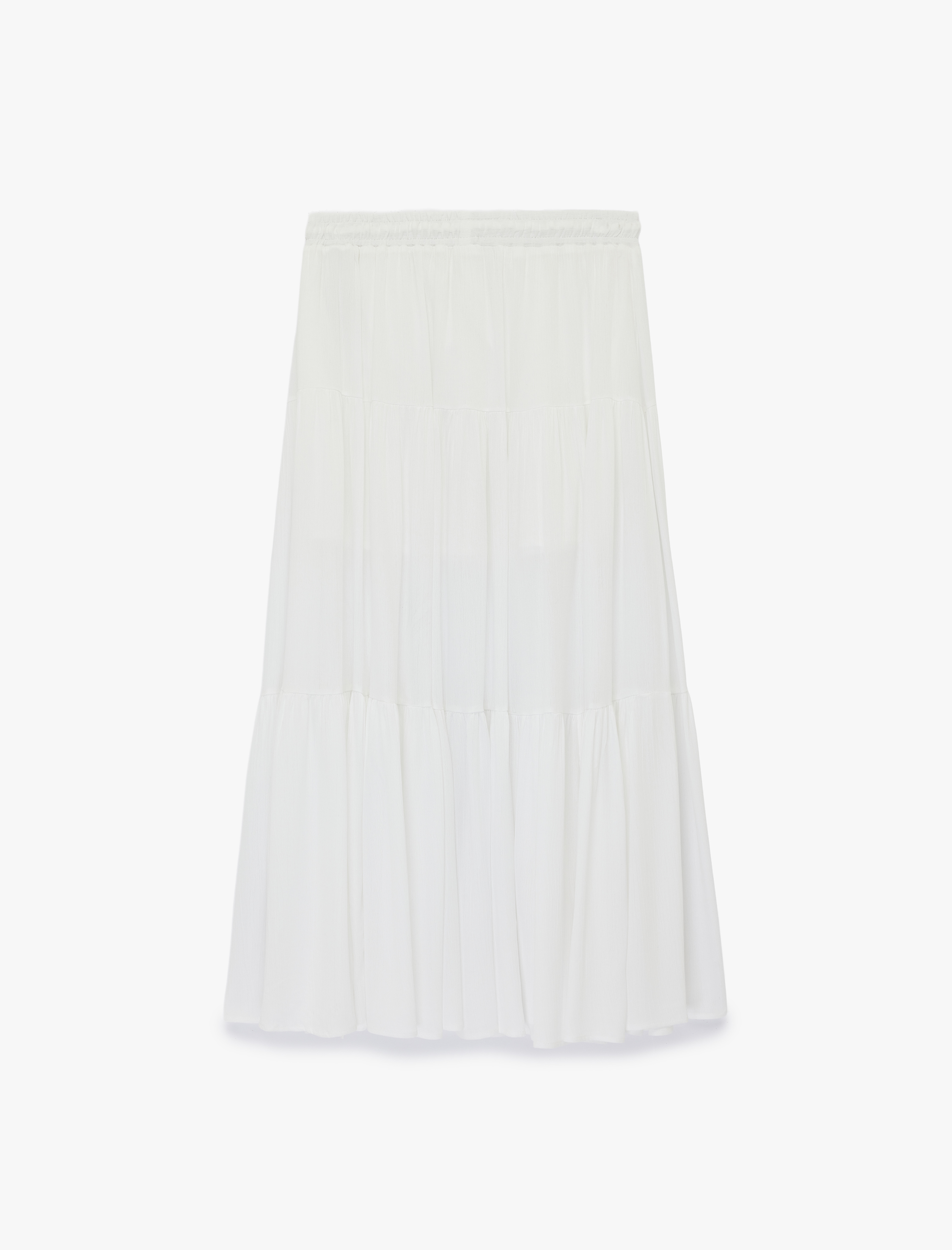   Rahat Kalıp Bağlama Detaylı Yırtmaçlı Viskon Midi Kloş Etek